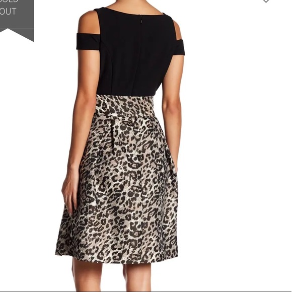 Eliza J Cold Shoulder Cheetah Skirt Dress 4 - Picture 2 of 7